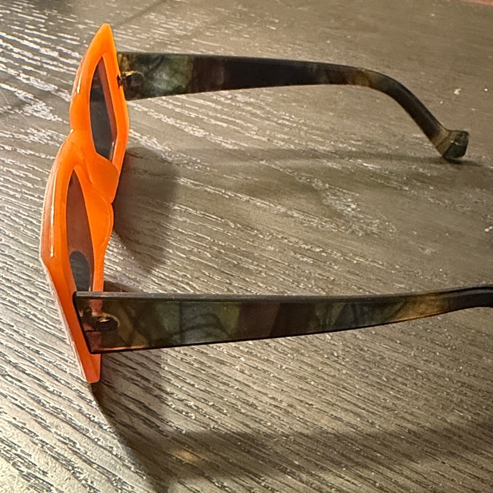 Bright Orange Frame Rectangular Sunglasses - image 1